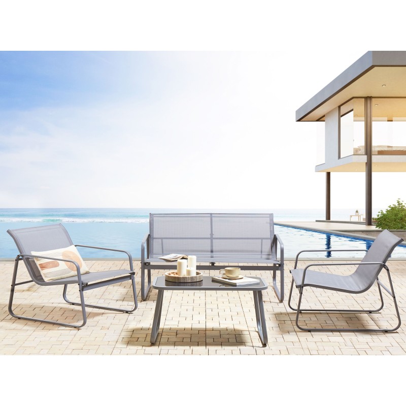 Zestaw ogrodowy ze stolikiem dla 4 osób BARREA Metal Szary