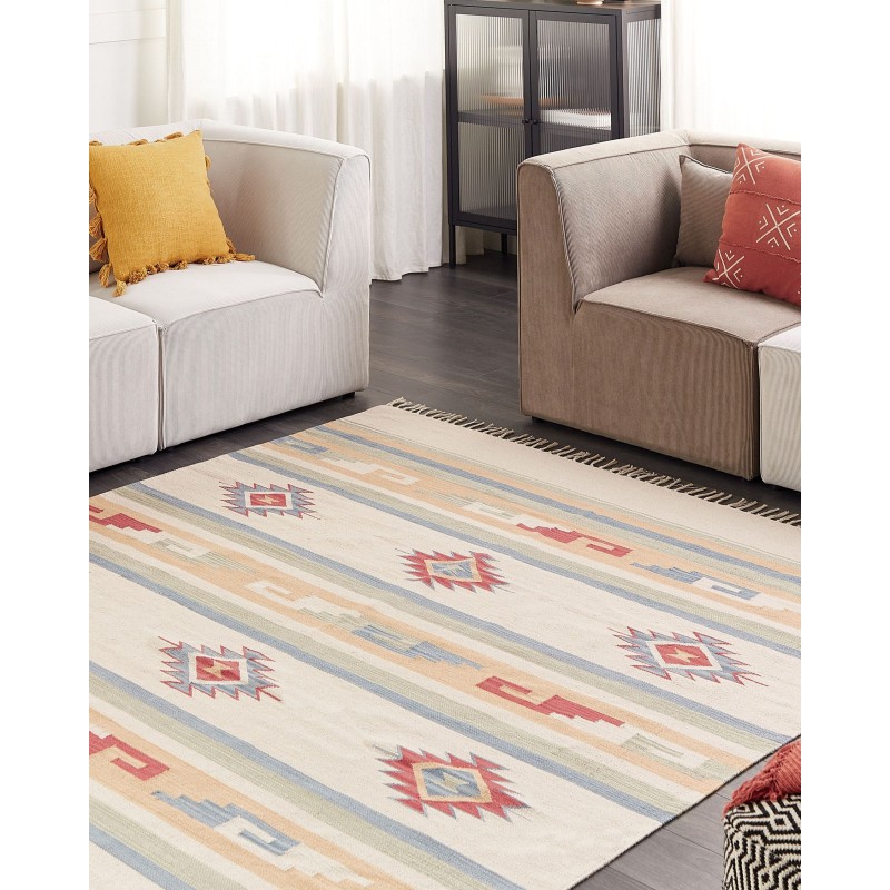 Dywan bawełniany kilim 200 x 300 cm wielokolorowy APARAN