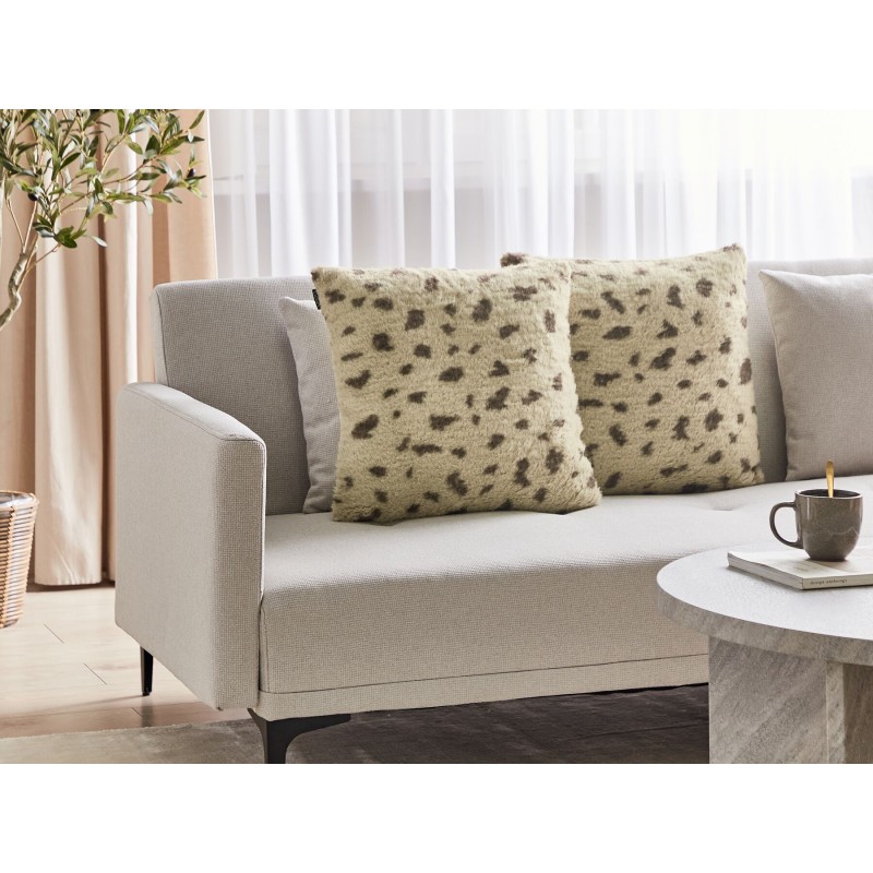 Zestaw 2 poduszek dekoracyjnych KASRA Sztuczne futro 45 x 45 cm Beżowy Wzór abstrakcyjny