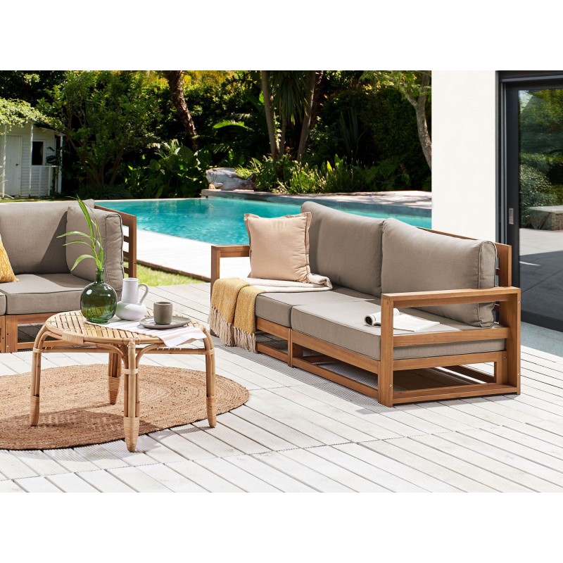 Sofa ogrodowa z certyfikowanego drewna akacjowego 2-osobowa jasna TIMOR II