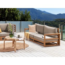 Sofa ogrodowa z certyfikowanego drewna akacjowego 2-osobowa jasna TIMOR II