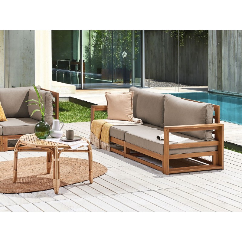 Sofa ogrodowa z certyfikowanego drewna akacjowego 2-osobowa jasna TIMOR II