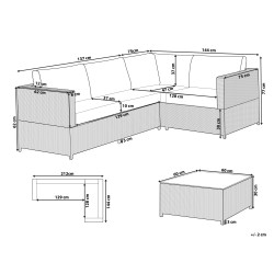 Narożnik ogrodowy ze stolikiem dla 4 osób AVOLA Lewostronny Technorattan Szary
