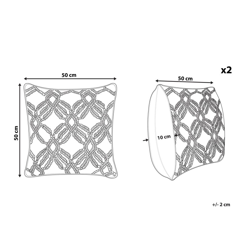 Zestaw 2 poduszek dekoracyjnych ESENKOY Bawełna 50 x 50 cm Jasnobeżowy Wzór geometryczny