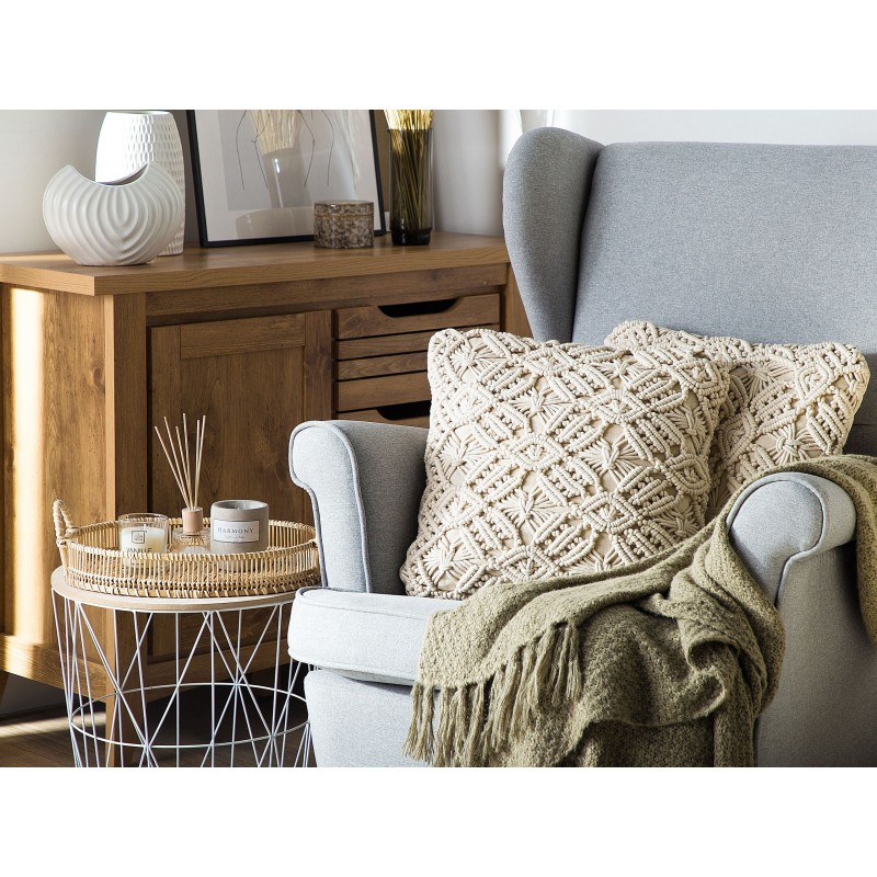 Zestaw 2 poduszek dekoracyjnych ESENKOY Bawełna 50 x 50 cm Jasnobeżowy Wzór geometryczny