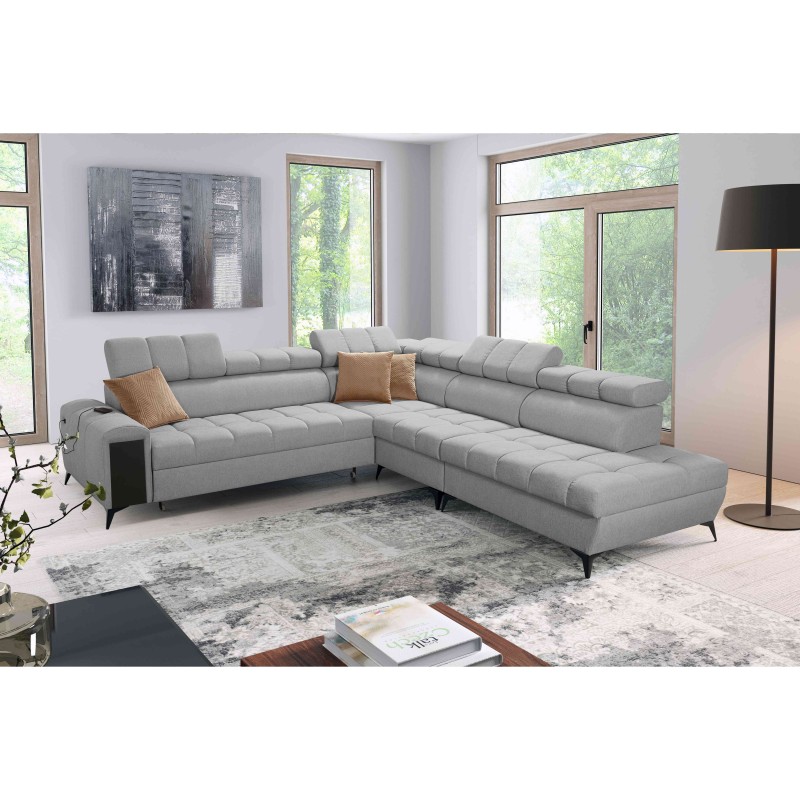 Venna IX corner sofa with sleeping function, USB port, and opening