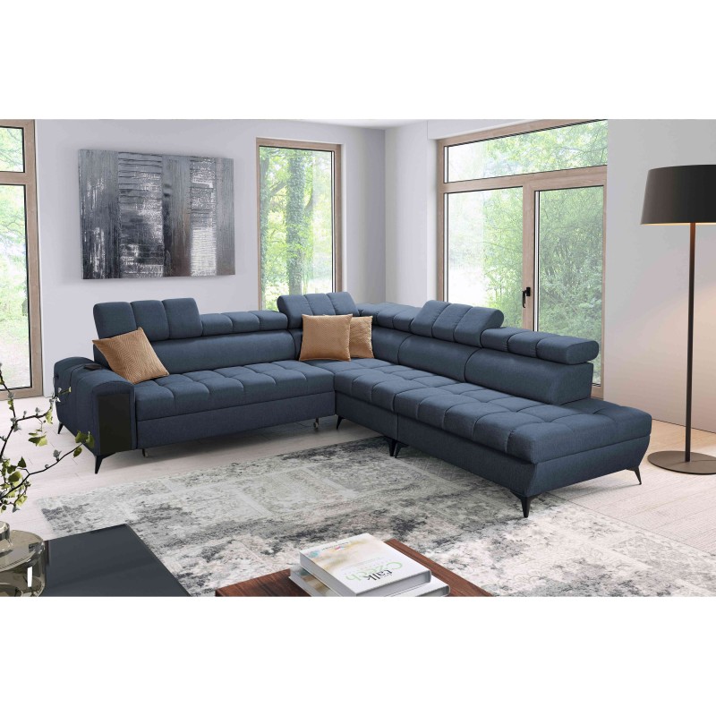Venna IX corner sofa with sleeping function, USB port, and opening