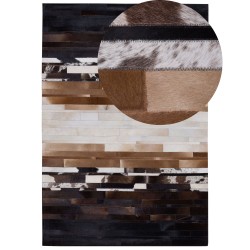 Dywan skórzany 140 x 200 cm czarno-beżowy DALYAN