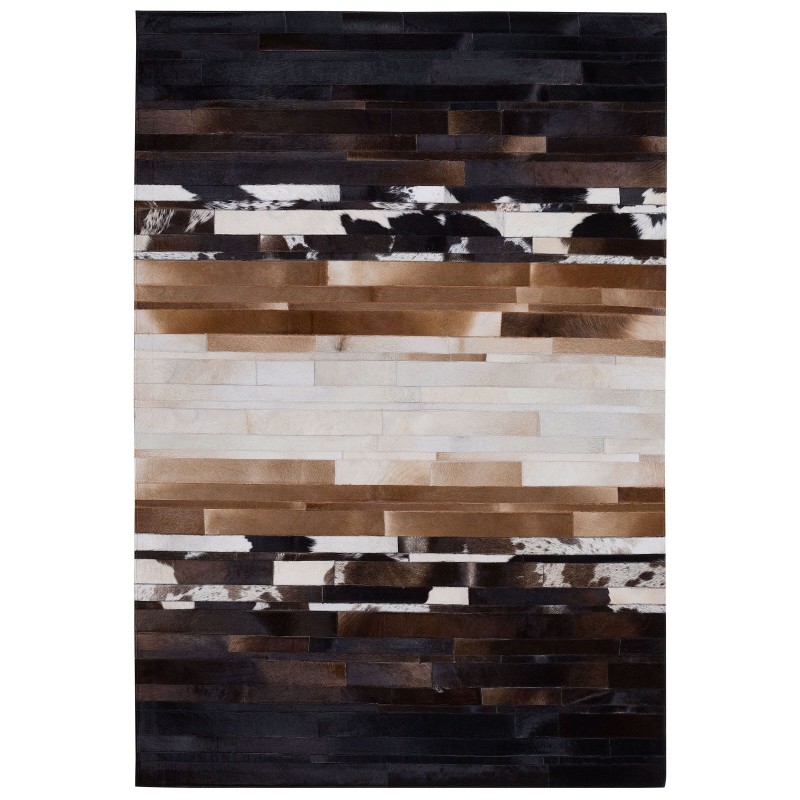 Dywan skórzany 140 x 200 cm czarno-beżowy DALYAN