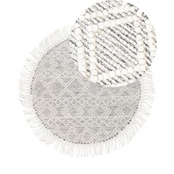 Okrągły dywan wełniany ⌀ 140 cm szary ze złamaną bielą BULDAN