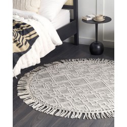 Okrągły dywan wełniany ⌀ 140 cm szary ze złamaną bielą BULDAN