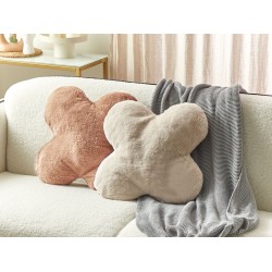 Zestaw 2 poduszek dekoracyjnych ACHILLEA Sztuczne futro 54 x 54 cm Beżowy Jednolity