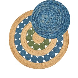 Dywan okrągły z juty ⌀ 140 cm niebiesko-zielony HOVIT