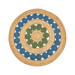 Dywan okrągły z juty ⌀ 140 cm niebiesko-zielony HOVIT