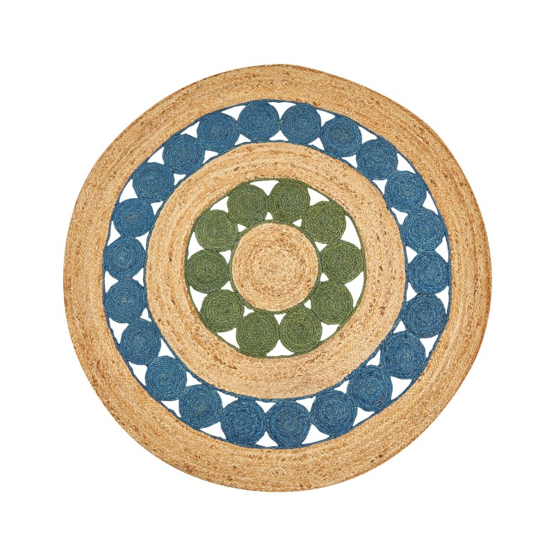 Dywan okrągły z juty ⌀ 140 cm niebiesko-zielony HOVIT