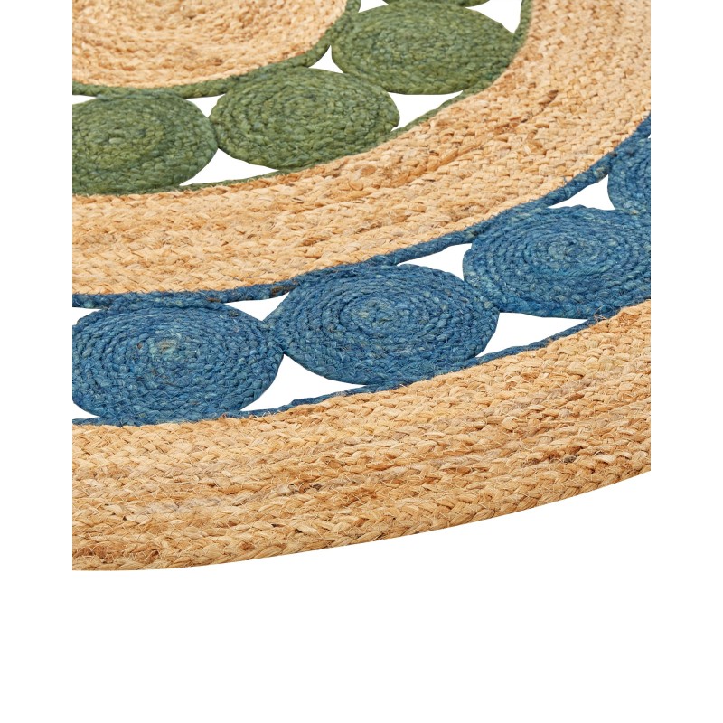 Dywan okrągły z juty ⌀ 140 cm niebiesko-zielony HOVIT