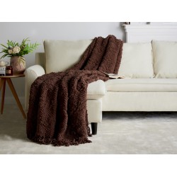 Koc VELLA Bawełna 200 x 220 cm Brązowy