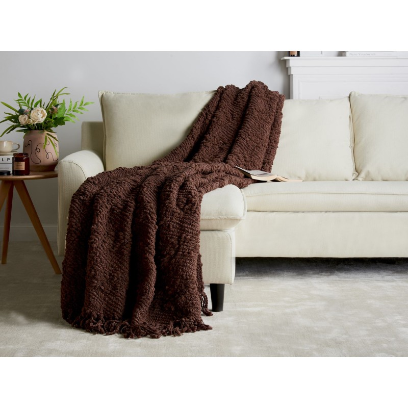 Koc VELLA Bawełna 200 x 220 cm Brązowy