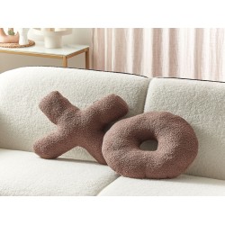 Zestaw 2 poduszek dekoracyjnych HESPERIS Boucle Brązowy Jednolity