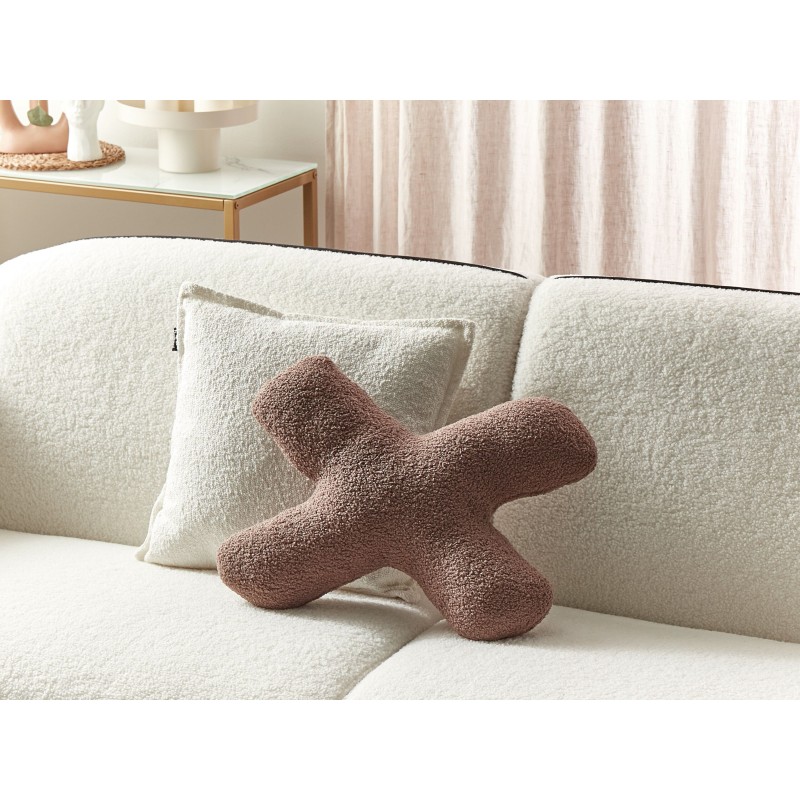 Zestaw 2 poduszek dekoracyjnych HESPERIS Boucle Brązowy Jednolity