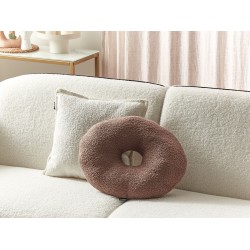 Zestaw 2 poduszek dekoracyjnych HESPERIS Boucle Brązowy Jednolity