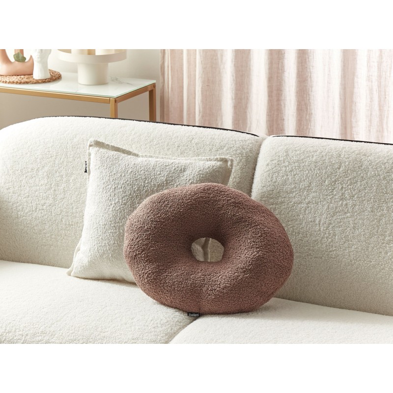 Zestaw 2 poduszek dekoracyjnych HESPERIS Boucle Brązowy Jednolity