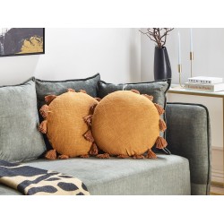 Zestaw 2 poduszek dekoracyjnych MADIA Bawełna 45 x 45 cm Pomarańczowy Jednolity