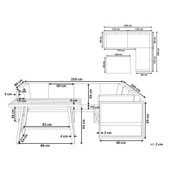Narożnik ogrodowy ze stolikiem dla 6 osób CASTELLA/FRATTE Lewostronny Metal Zielony