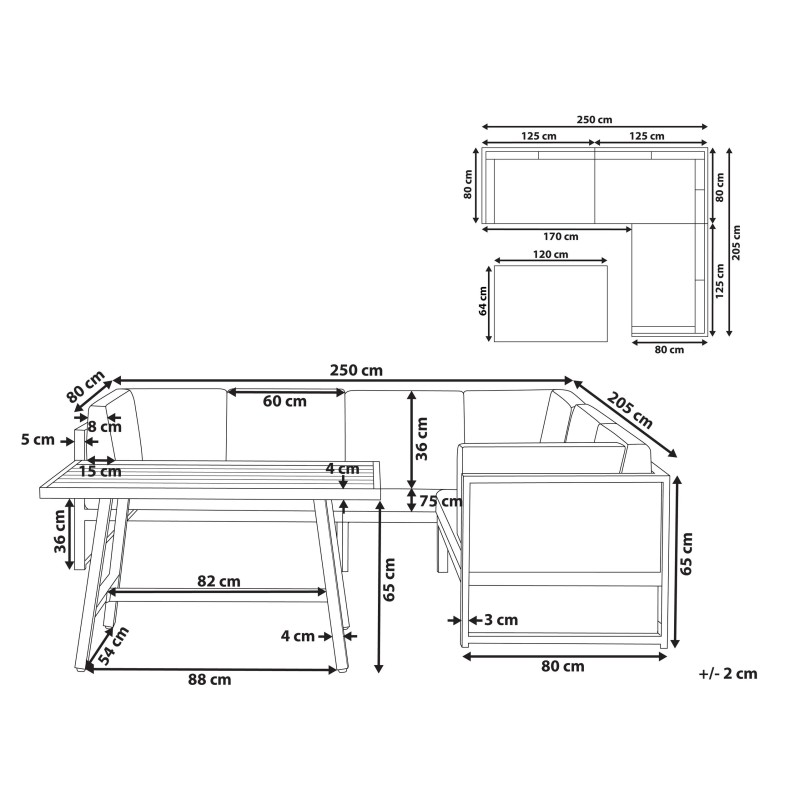 Narożnik ogrodowy ze stolikiem dla 6 osób CASTELLA/FRATTE Lewostronny Metal Zielony