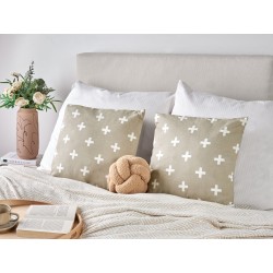 Zestaw 2 poduszek dekoracyjnych VELLEIA Bawełna 45 x 45 cm Beżowoszary Wzór geometryczny