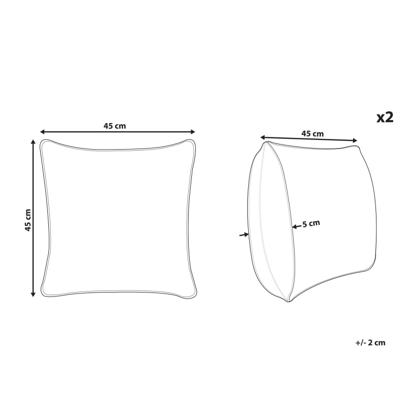 Zestaw 2 poduszek dekoracyjnych VELLEIA Bawełna 45 x 45 cm Beżowoszary Wzór geometryczny