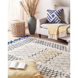 Dywan bawełniany 160 x 230 cm beżowo-niebieski ERZINCAN
