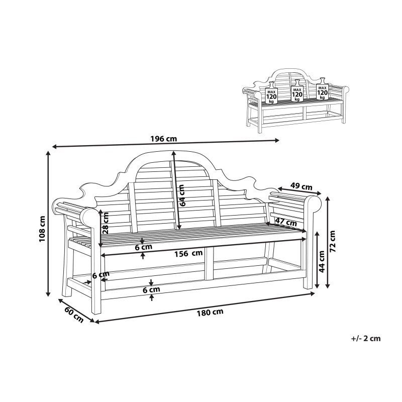 Ławka ogrodowa MARLBORO 196 cm Drewno akacjowe Jasnobrązowy