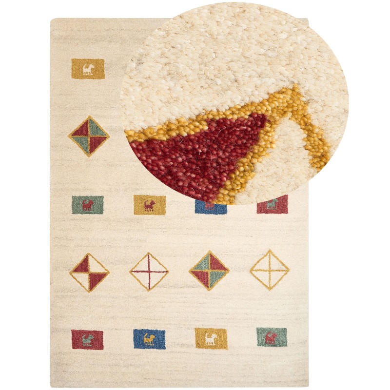 Dywan wełniany gabbeh 160 x 230 cm beżowy MISINLI