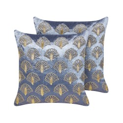 Zestaw 2 poduszek dekoracyjnych PANDOREA Welur 45 x 45 cm Fioletowy Wzór geometryczny