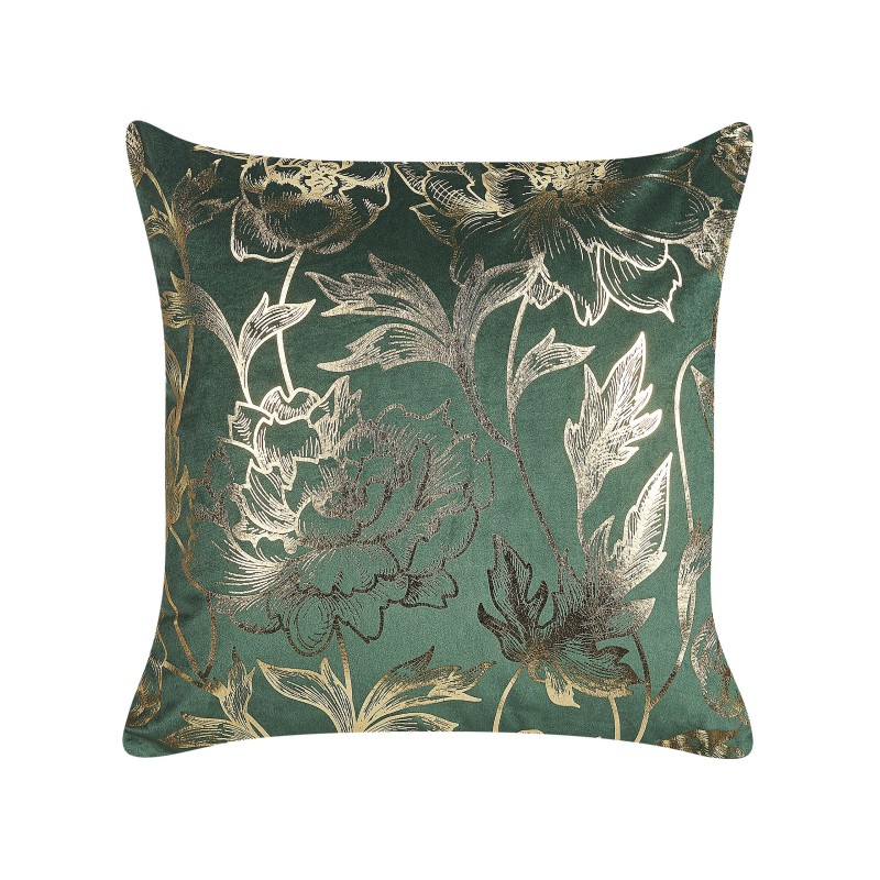 Zestaw 2 poduszek dekoracyjnych DAFFODIL Welur 45 x 45 cm Szmaragdowy Wzór kwiatowy