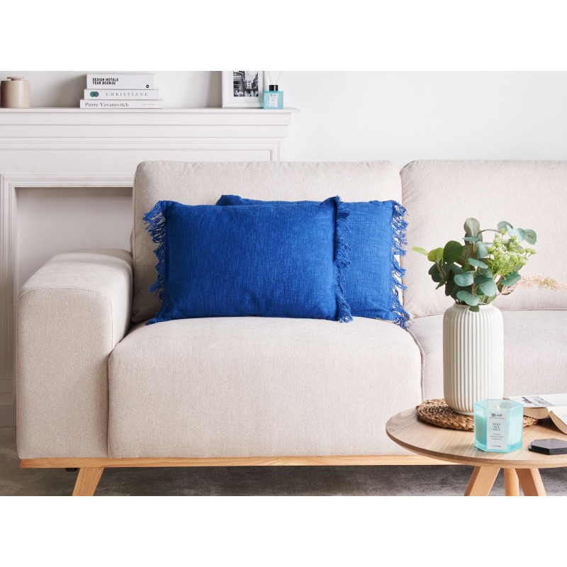 Zestaw 2 poduszek dekoracyjnych MABA Bawełna 50 x 35 cm Granatowy Jednolity