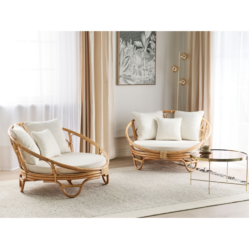 Zestaw 2 łóżek ogrodowych ROSSANO Rattan Naturalny