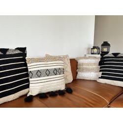 Poduszka dekoracyjna SAMBUCUS Bawełna 45 x 45 cm Beżowy Wzór geometryczny