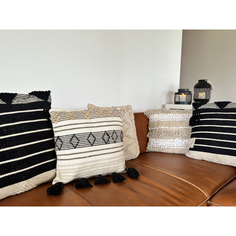 Poduszka dekoracyjna SAMBUCUS Bawełna 45 x 45 cm Beżowy Wzór geometryczny