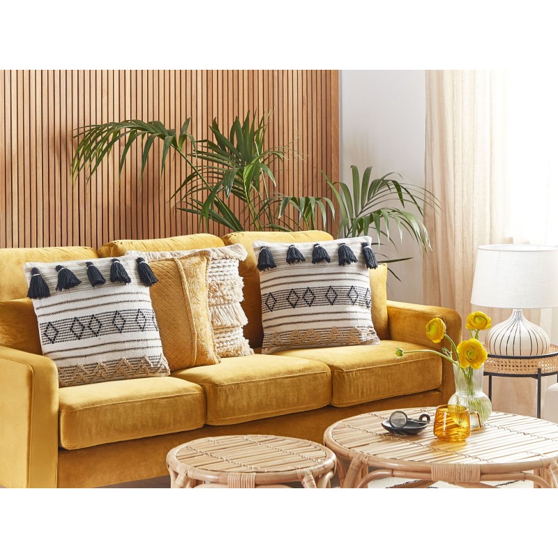 Poduszka dekoracyjna SAMBUCUS Bawełna 45 x 45 cm Beżowy Wzór geometryczny