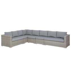 Zestaw ogrodowy ze stolikiem dla 8 osób XXL Prawostronny Modułowy Technorattan Szary