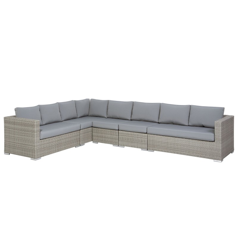 Zestaw ogrodowy ze stolikiem dla 8 osób XXL Prawostronny Modułowy Technorattan Szary