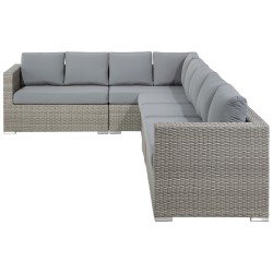 Zestaw ogrodowy ze stolikiem dla 8 osób XXL Prawostronny Modułowy Technorattan Szary