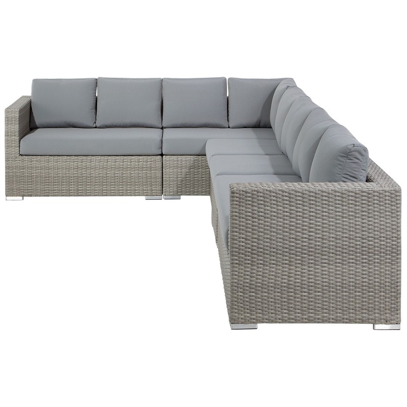 Zestaw ogrodowy ze stolikiem dla 8 osób XXL Prawostronny Modułowy Technorattan Szary