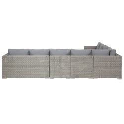 Zestaw ogrodowy ze stolikiem dla 8 osób XXL Prawostronny Modułowy Technorattan Szary