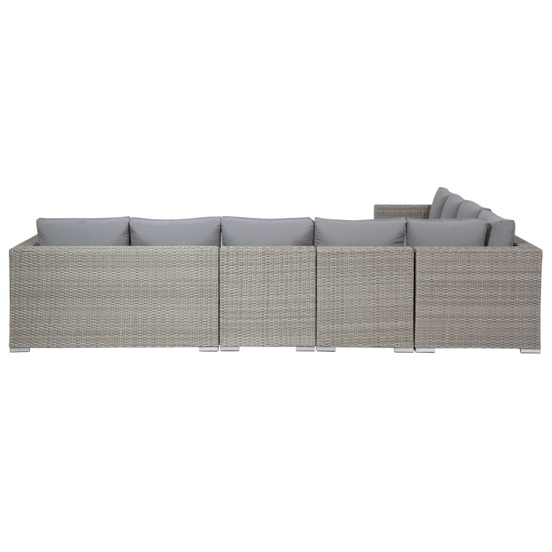Zestaw ogrodowy ze stolikiem dla 8 osób XXL Prawostronny Modułowy Technorattan Szary