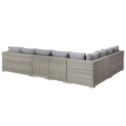 Zestaw ogrodowy ze stolikiem dla 8 osób XXL Prawostronny Modułowy Technorattan Szary
