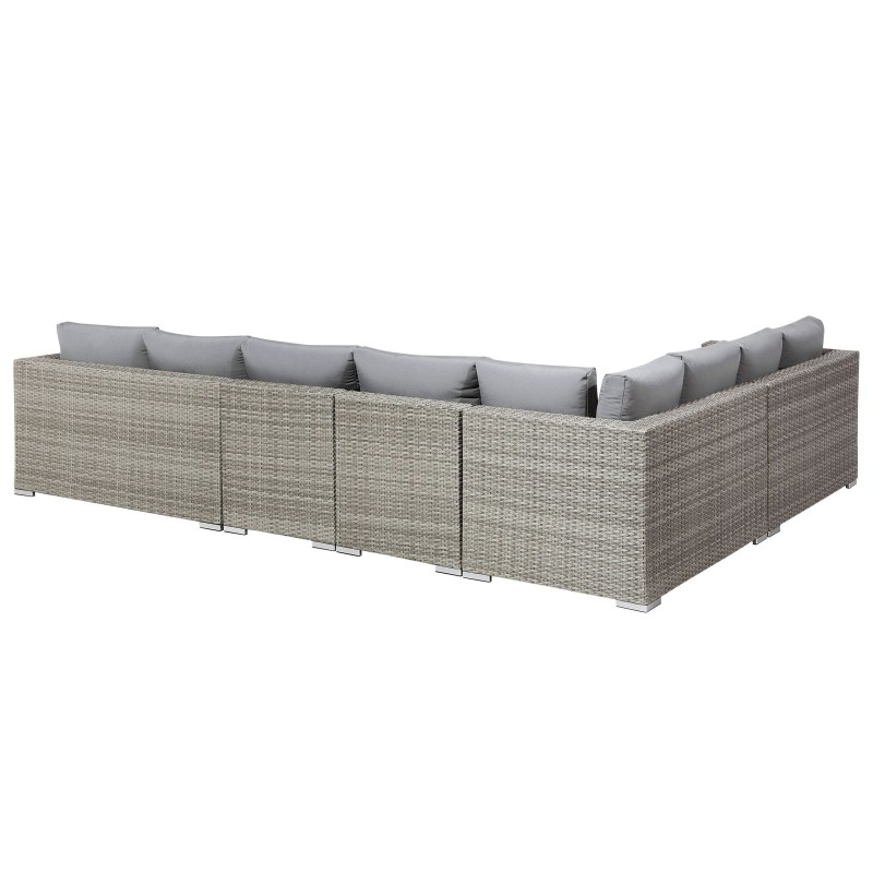 Zestaw ogrodowy ze stolikiem dla 8 osób XXL Prawostronny Modułowy Technorattan Szary