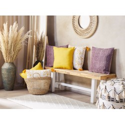 Poduszka dekoracyjna SILYBUM Welur 45 x 45 cm Różowy Wzór geometryczny